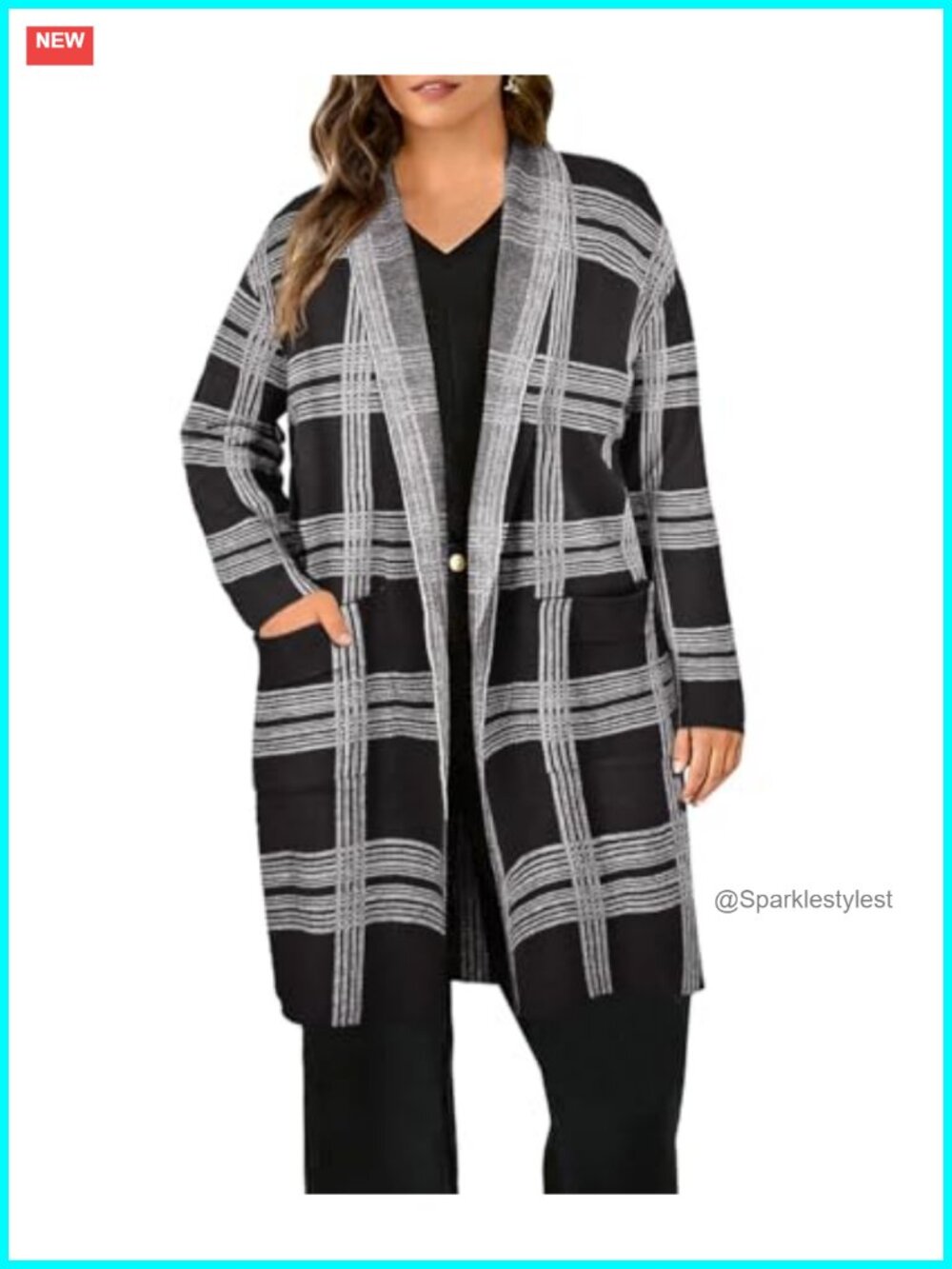 Plus Size Open Front Cardigan Sweater Coatigan with Pockets